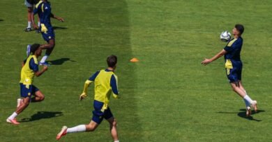 Al Nassr players during a training session ahead of their match against Al Taawoun