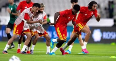 Al Qadsiah players during a training session ahead of their match against Al Ahli