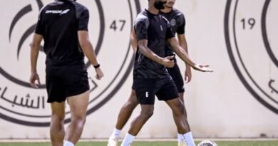 Al Shabab players during a training session ahead of their match against Al Taawoun