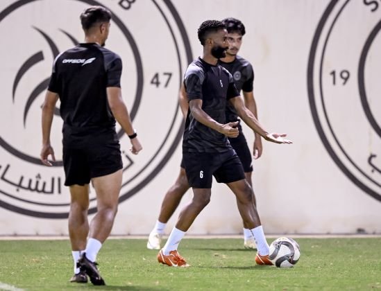 Al Shabab players during a training session ahead of their match against Al Taawoun