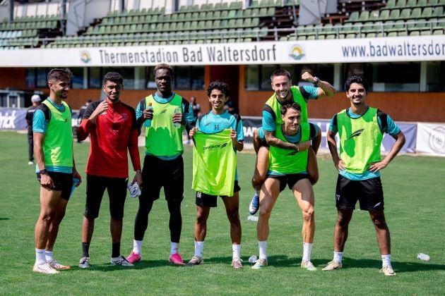 Al Shabab players during a training session ahead of their match against Al Hilal