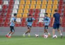 Al Taawoun players during a training session ahead of their match against Al Hilal