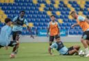 Al Taawoun players during a training session ahead of their match against Al Fateh