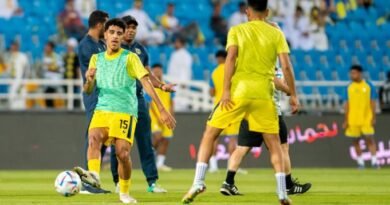 Al Taawoun players during a training session ahead of their match against Al Fayha
