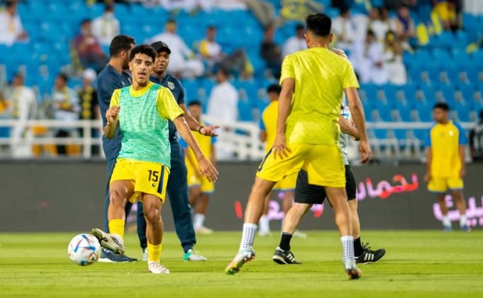 Al Taawoun players during a training session ahead of their match against Al Fayha