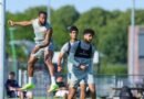 Al Fayha players during a training session ahead of their match against Abha