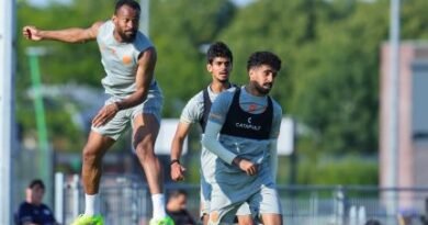 Al Fayha players during a training session ahead of their match against Abha