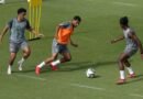 NEOM SC players during a training session ahead of their match against Al Khaleej