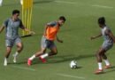 NEOM SC players during a training session ahead of their match against Al Qadsiah