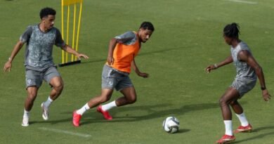 NEOM SC players during a training session ahead of their match against Al Qadsiah