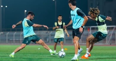 Al Khaleej vs. Al Hazem: Al Khaleej players during a training session ahead of their match against Al Hazem