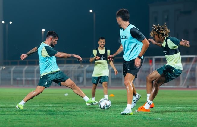 Al Khaleej vs. Al Hazem: Al Khaleej players during a training session ahead of their match against Al Hazem