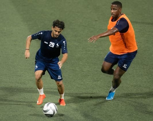Al Ettifaq vs. Al Khaleej: Al Ettifaq players during a training session ahead of their match against Al Khaleej