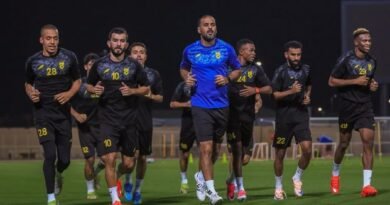 Al Hazem vs. Al Fayha: Al Hazem players during a training session ahead of their match against Al Fayha