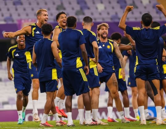 Al Nassr vs. NEOM SC: Al Nassr players during a training session ahead of their match against NEOM SC