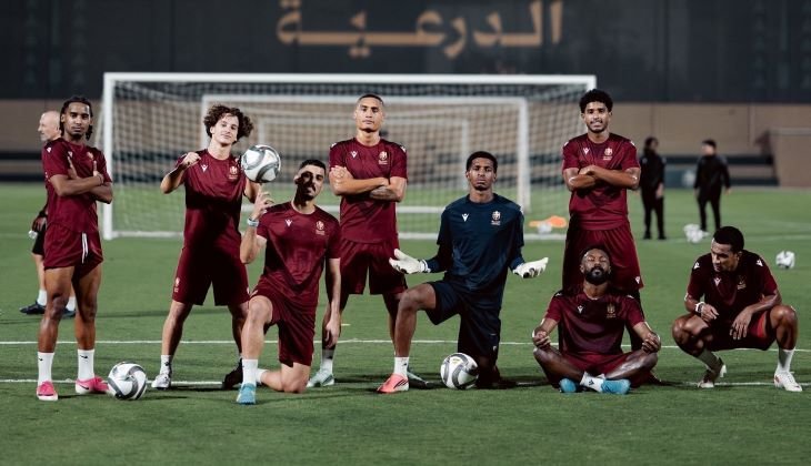 Diriyah Club vs. NEOM SC: Al Diriyah Club players during a training session ahead of their match against NEOM SC