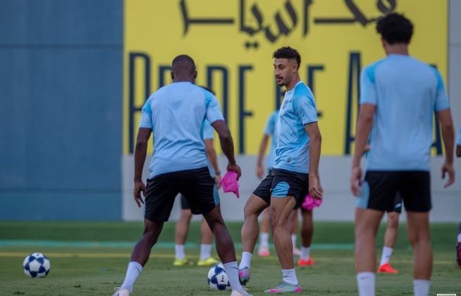 Al Taawoun vs. Al Qadsiah: Al Taawoun players during a training session ahead of their match against Al Qadsiah