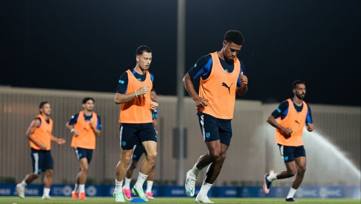Al Hilal vs. Al Fateh: Al Hilal players during a training session ahead of their match against Al Fateh
