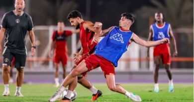 Al Kholood vs. Al Khaleej: Al Kholood players during a training session ahead of their match against Al Khaleej