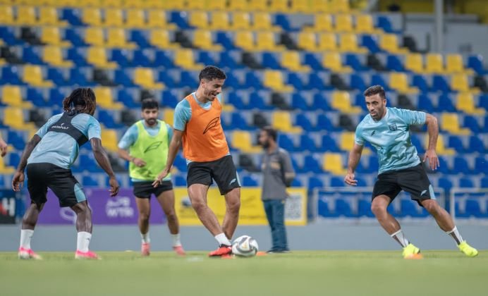 Al Taawoun vs. Abha: Al Taawoun players during a training session ahead of their match against Abha